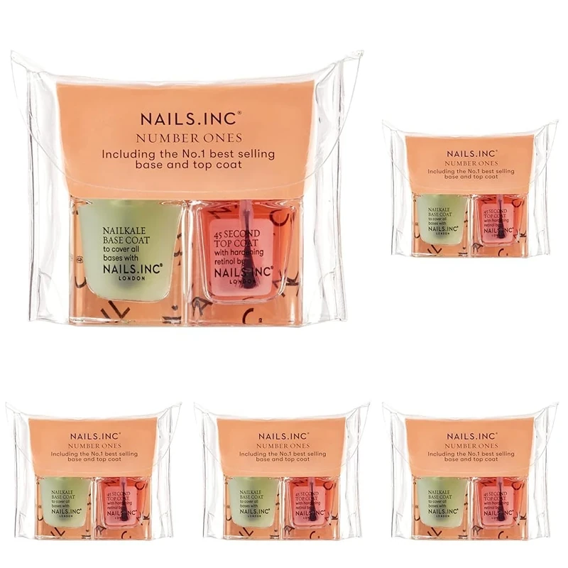 Nails Inc Nails.INC Number Ones Base and Top Coat Minis Duo 2x 5 ml (Pack of 5) - Image 1