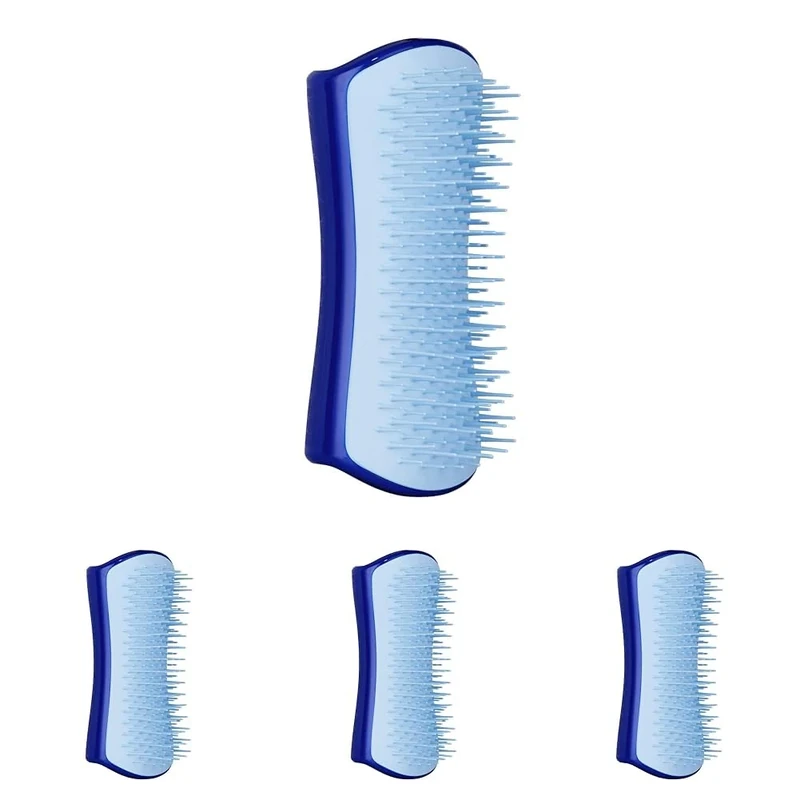 Tangle Teezer | Pet Teezer | Small De-Shedding and Dog Grooming Brush | Dry Brush or Dog Bath Brush | Navy & Sky Blue (Pack of 4)