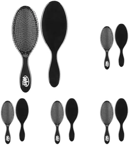 Wet Brush Original Detangler Hair Brush - Classic Black - Exclusive Ultra-soft IntelliFlex Bristles - Glide Through Tangles With Ease For All Hair Types - For Women, Men, Wet And Dry Hair (Pack of 5)