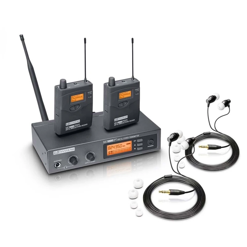 LD Systems MEI 1000 G2 B6 Bundle In-Ear Monitoring System Wireless with 2 x Belt Pack and 2 x In-Ear Headphones - 655-679 MHz