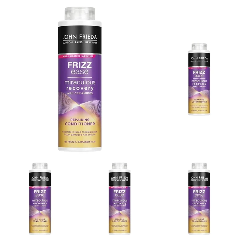 John Frieda Frizz Ease Miraculous Recovery Conditioner 500ml, Smoothing Conditioner for Dry, Distressed Hair, Anti-Frizz (Pack of 5)
