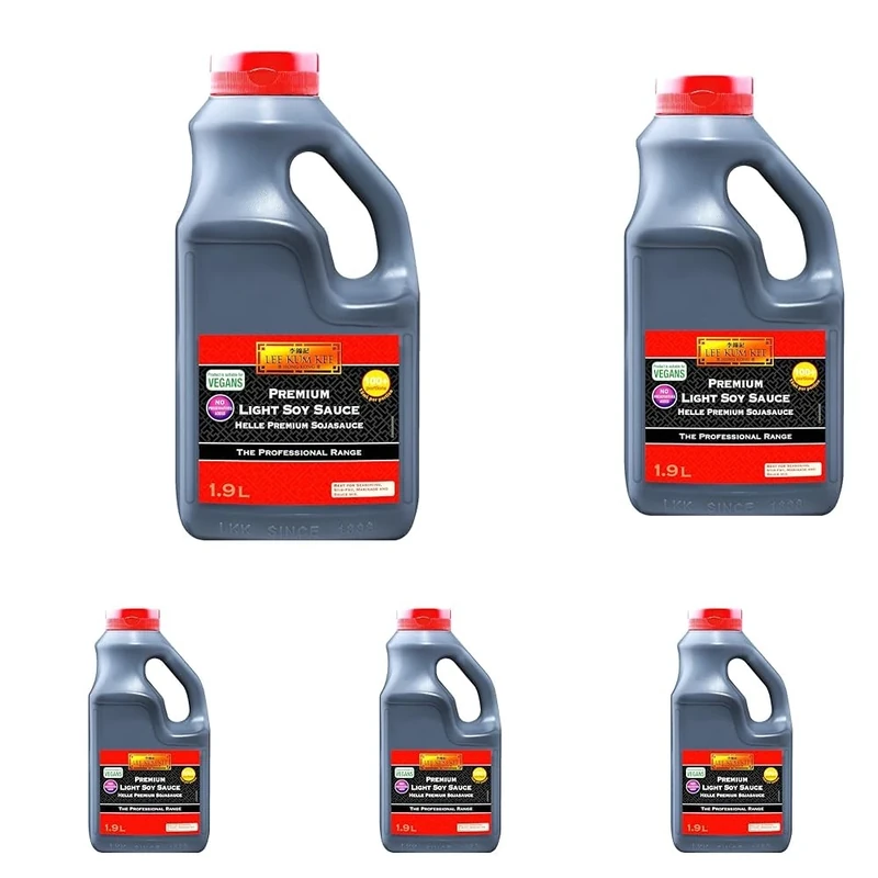 Lee Kum Kee Premium Light Soy Sauce, Professional Range Bulk Size, Vegan, 1.9 Litre (Pack of 5)