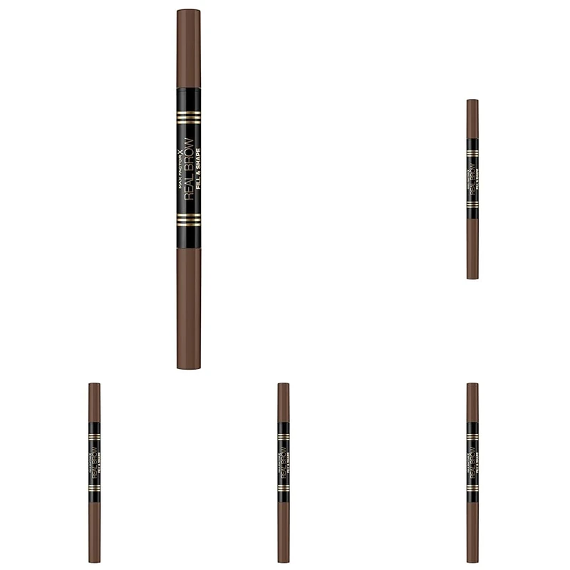 Max Factor Real Brow Fill and Shape Pencil, Soft Brown, 0.66 ml (Pack of 5)