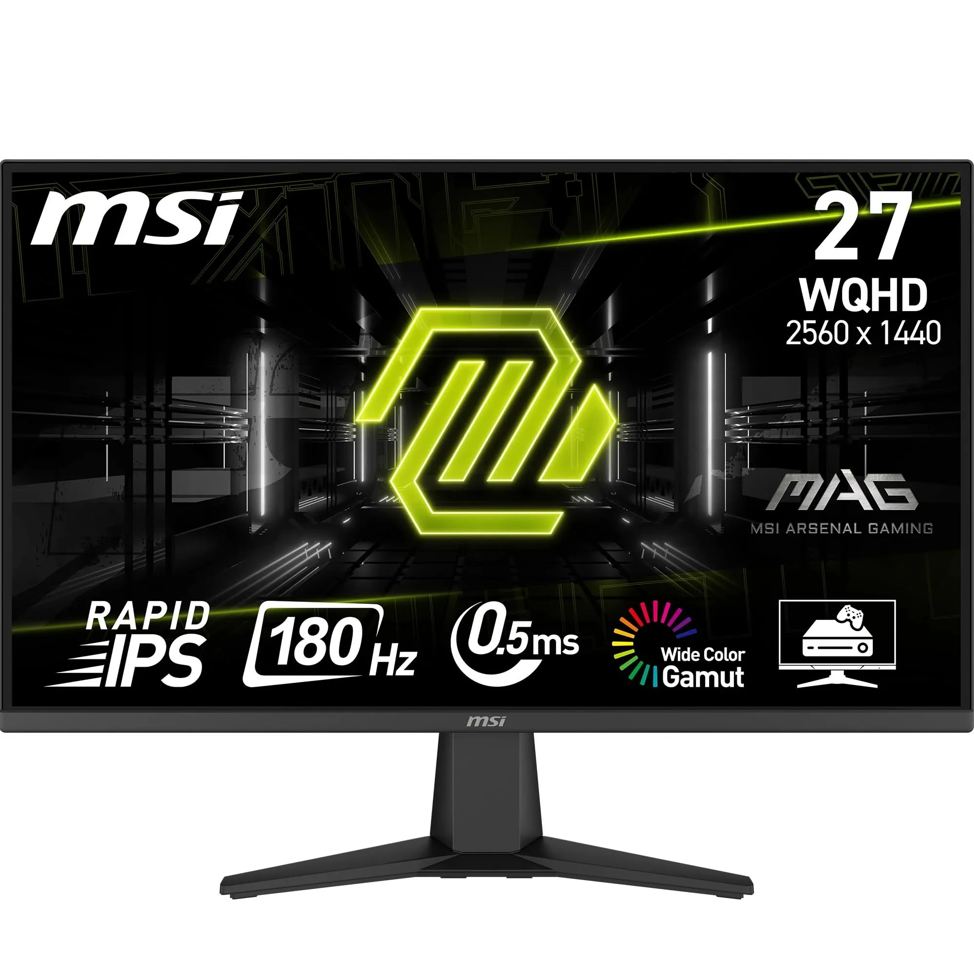 MSI MAG 275QF 27-Inch WQHD 2560x1440 Gaming Monitor - Rapid IPS, 180Hz, 0.5ms, HDR ready, AMD FreeSync, Eye care, AI vision, HDMI 2.0b, DP 1.2a, Frame-less, Tilt Adjustable, Vesa Mount, Black