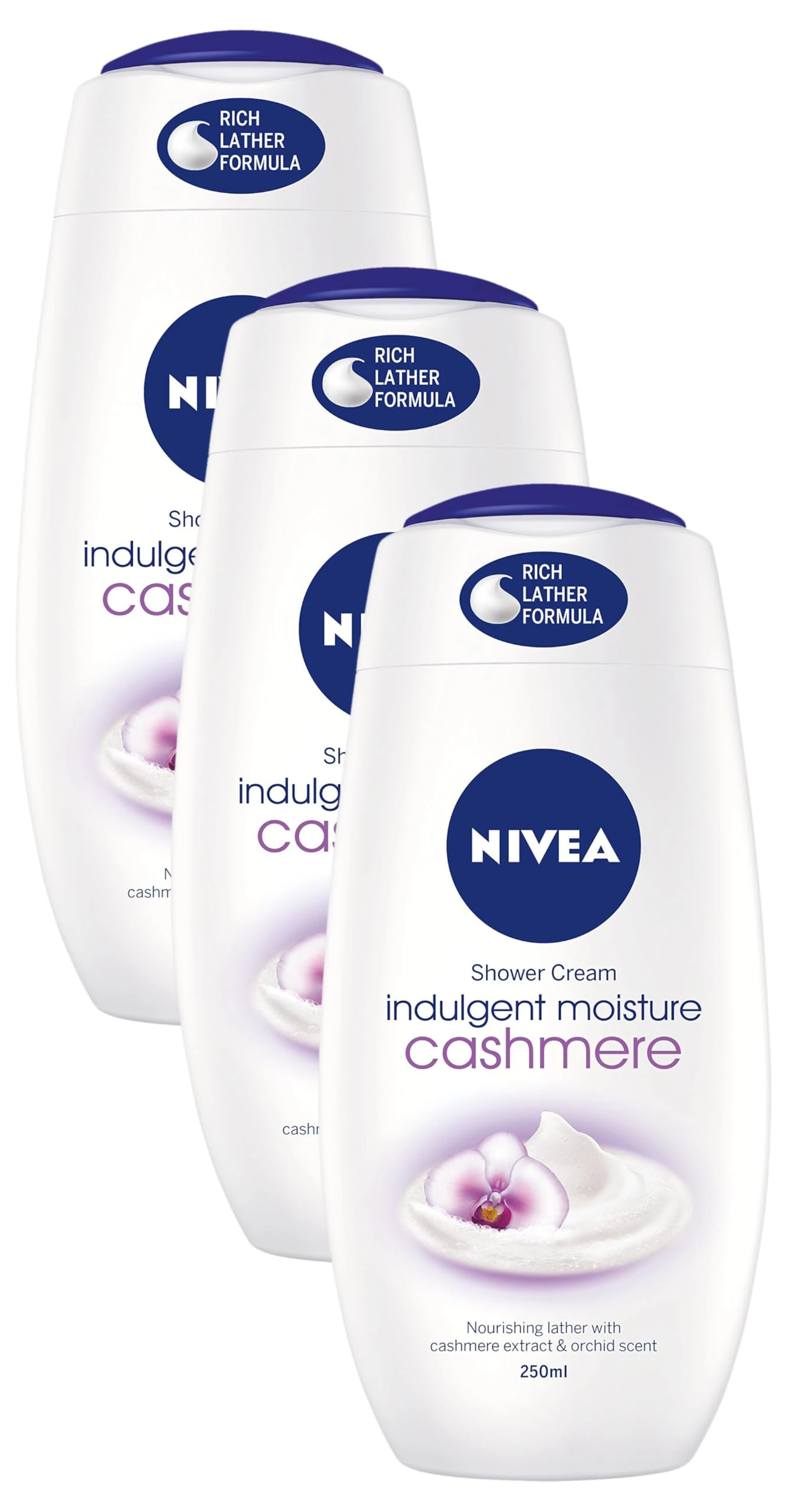 Nivea Cashmere Indulgent Moisture Shower Cream, 250 ml Packaging May Vary (Pack of 3)