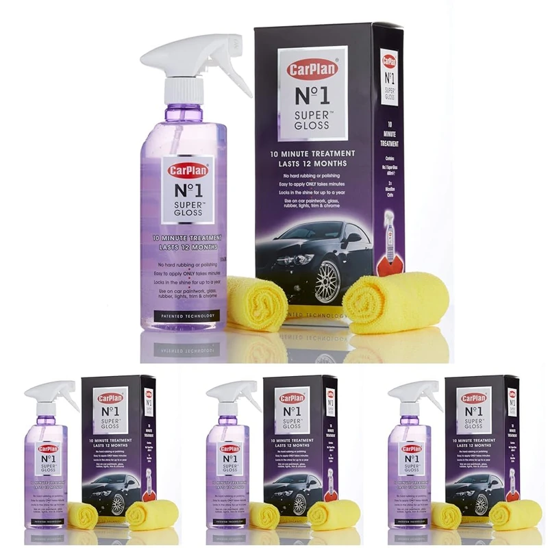 CarPlan No.1 Car Polish Wax, Super Gloss Sealant Kit, 600 ml (Pack of 4)