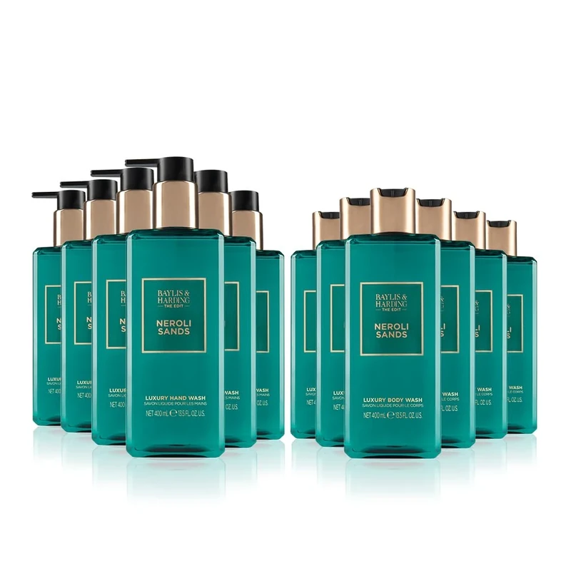 Baylis & Harding The Edit Neroli Sands Bundle: 6 x 400 ml Body Wash & 6 x 400 ml Hand Wash (12 Bottles) - Vegan Friendly