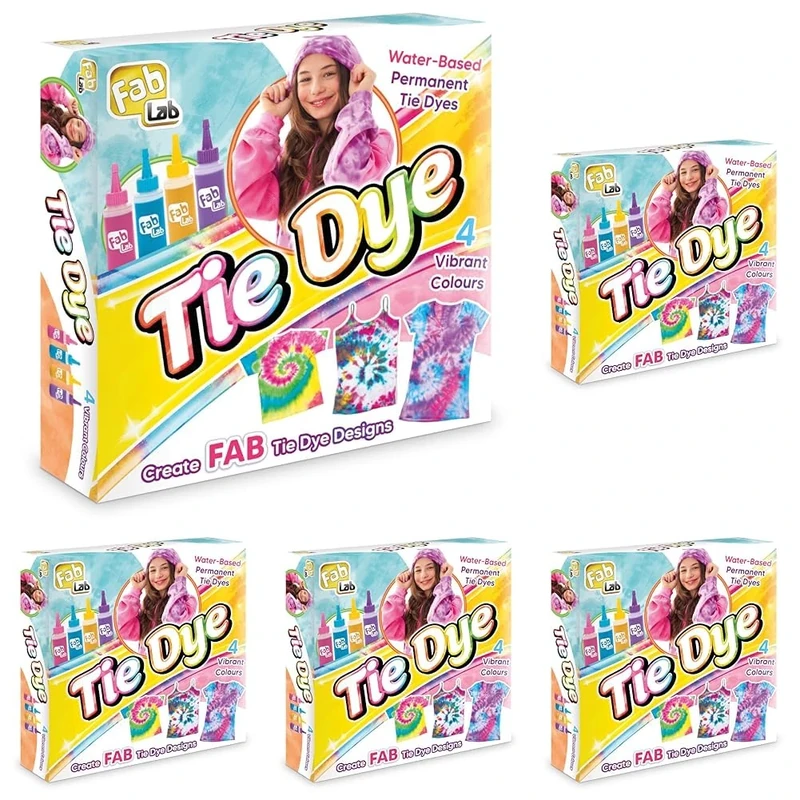 FabLab FL004 Tie Dye Kit Toy, with 4 Large Bottles of Vibrant Colours (Pack of 5) - Image 1
