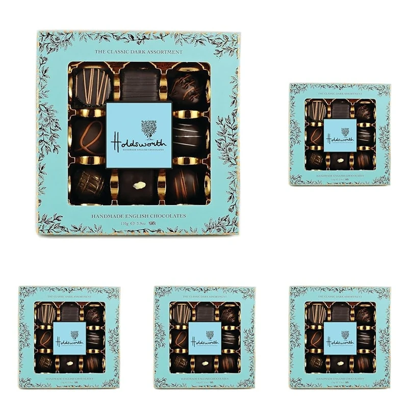 Holdsworth Chocolates Luxury Classic - Handmade Truffles Dark Chocolate Assortment - 110g (Pack of 5)