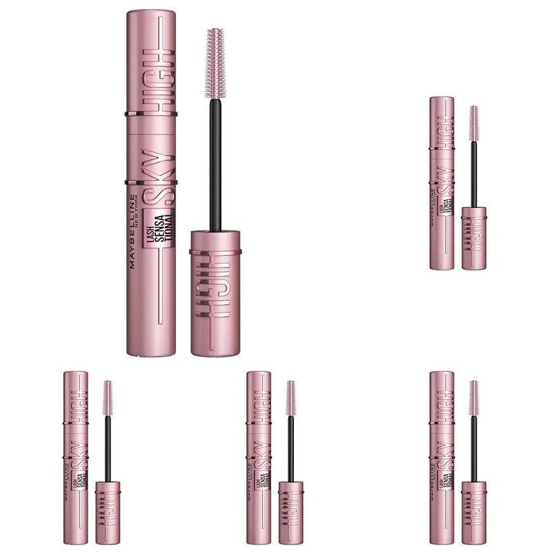 Maybelline New York Lash Sensational Sky High Mascara, Volumising & Lengthening Mascara, Washable Flake-Free Formula Infused with Bamboo Extract & Fibres, Brown, 7.2ml (Pack of 5)
