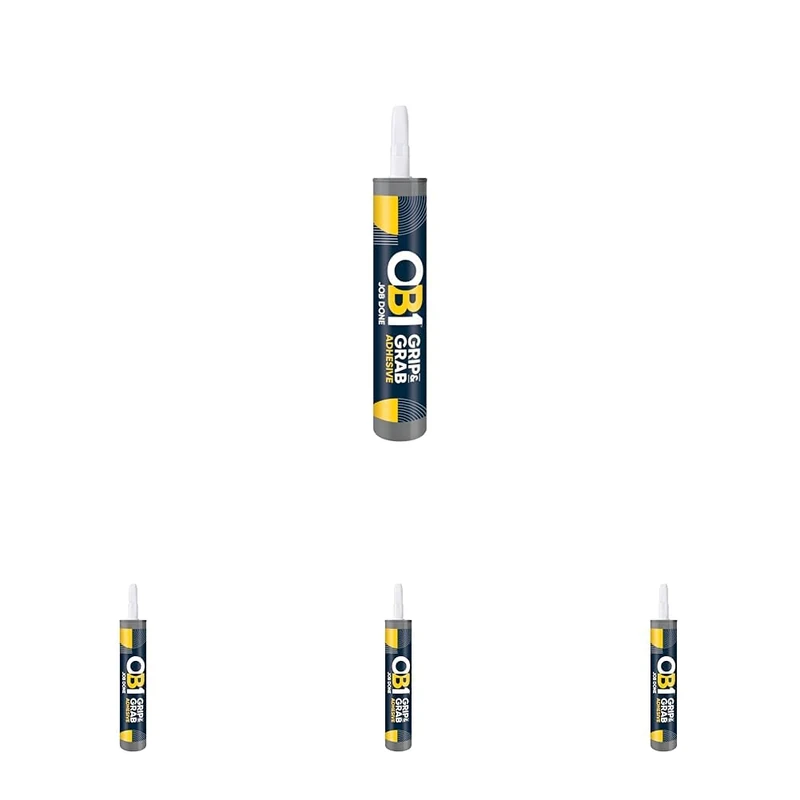 OB1 Grip & Grab White | Multi Surface Adhesive | Strong Initial Grab| No Nails Required | Weather Resistant | Frost & Heat Resistant | Interior & Exterior | Solvent Free | 290ml (Pack of 4) - Image 1