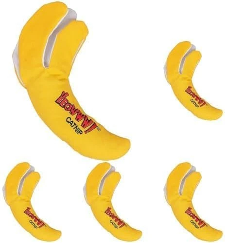 YEOWWW! Peeled Banana Catnip Toy For Cats, Yellow, 6" (Pack of 5)
