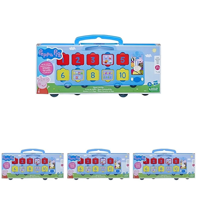 Peppa Pig F64115L1 Pig Peppa's 1-2-3 Bus, 1 to 10 Counting, Interactive Preschool Toys, Multi, Medium (Pack of 4)
