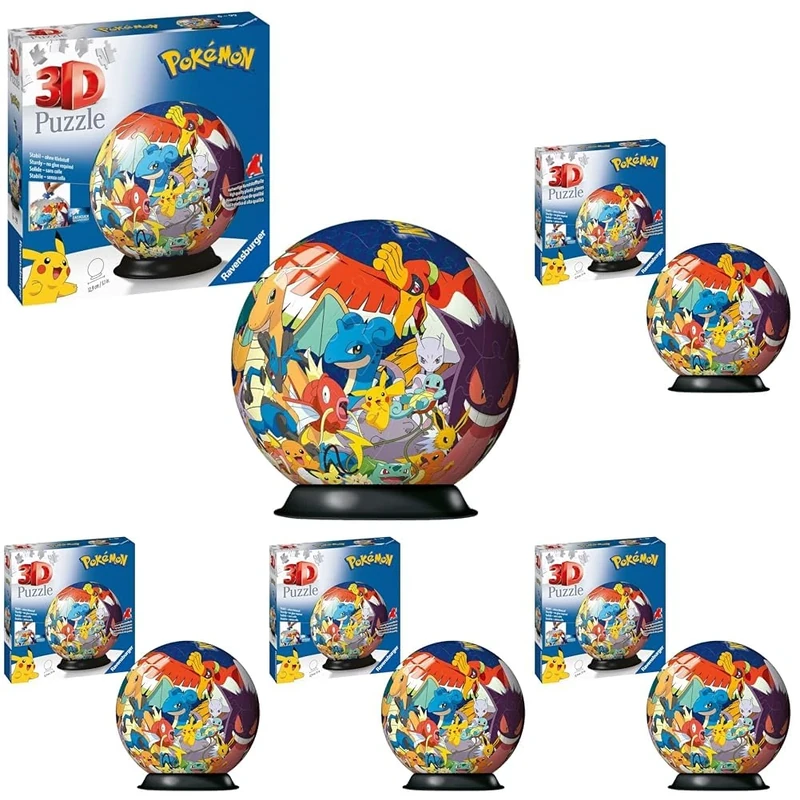 Ravensburger Pokemon 3D Jigsaw Puzzle Ball for Kids Age 6 Years Up - 72 Pieces - No Glue Required - Gifts for Boys and Girls (Pack of 5)