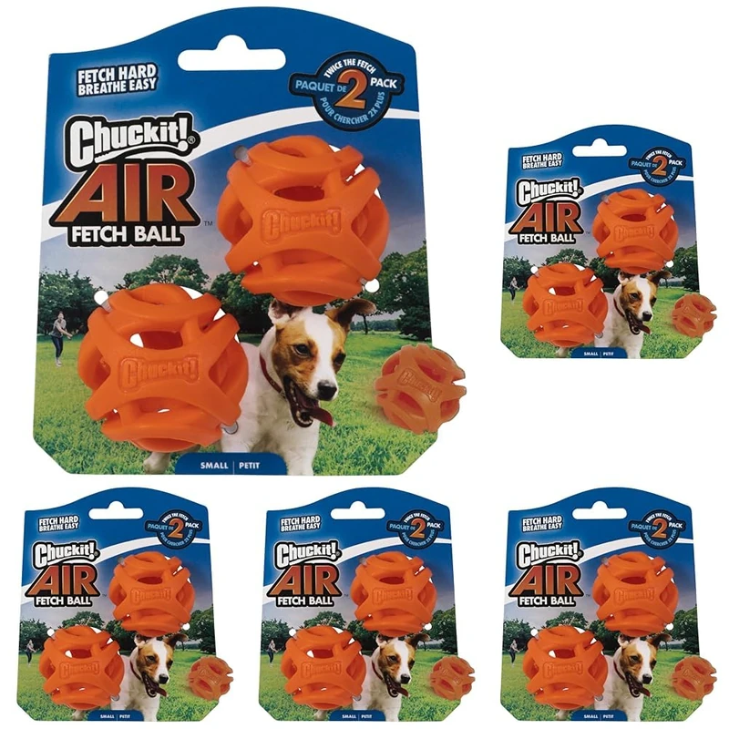 Chuckit! Air Fetch Dog Ball – Durable Rubber Dog Toy, Lightweight Exercise Fetch Ball, Compatible with Launcher, Small (Pack of 10)