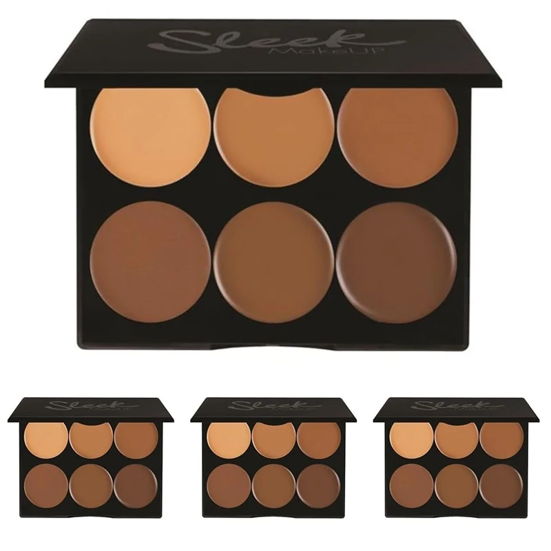 Sleek MakeUP Cream Contour Kit, 6 Easily Blendable Colours for Smooth and Long Lasting Contour, Dark (Pack of 4)