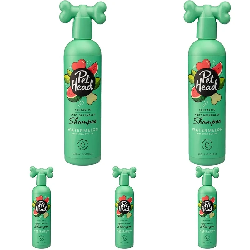PET HEAD Dog Shampoo 300ml, Furtastic, Watermelon Scent, Knot Detangler, Best Dog Shampoo for Smelly Dogs, Care for Long, Tangly Curls & Coats, Professional Grooming, Vegan, Gentle Formula for Puppies