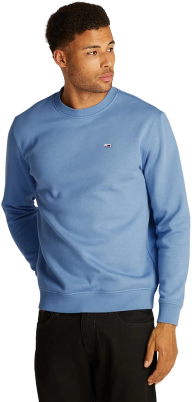Tommy Jeans Men’s Round Neck Regular Fit Flag Fleece Sweatshirt, Blue (Colorado Blue), XS