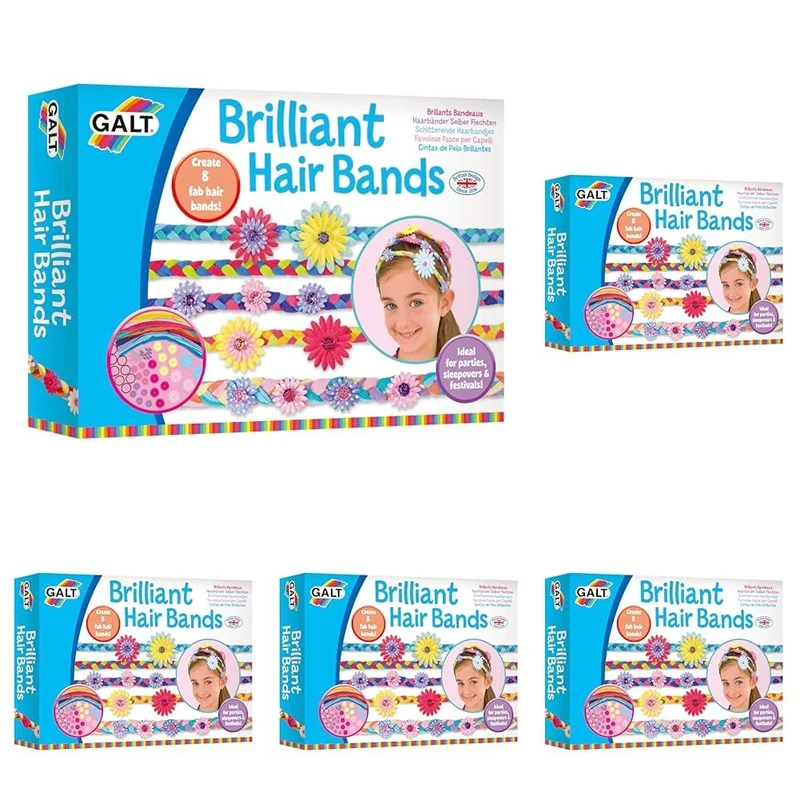Galt Toys, Brilliant Hair Bands, Kids' Craft Kits, Ages 6 Years Plus (Pack of 5)