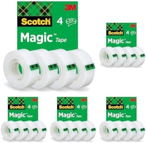 Scotch Magic Tape, 4 Rolls, 19 mm x 33 m - General Purpose Sticky Tape for Document Repair, Labelling & Sealing (Pack of 5)