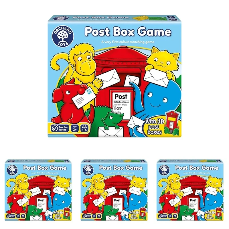 Orchard Toys Post Box Game, A Fun Posting and Matching Game for Learning Colours, Educational, Family Game Perfect for kids from Age 2+ (Pack of 4)