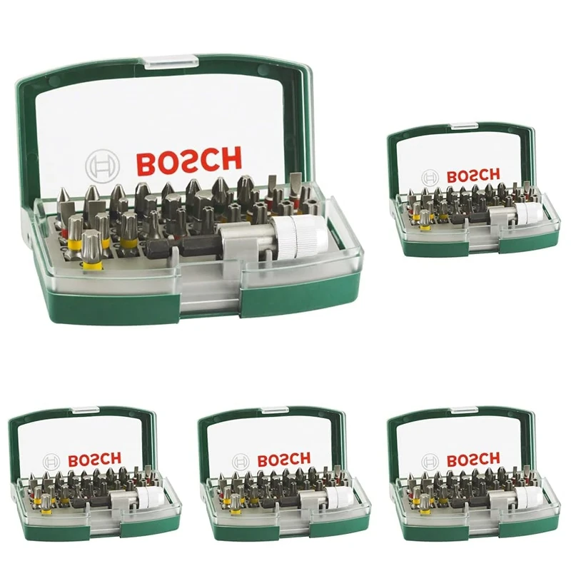 Bosch 32pc. Screwdriver Bit Set (PH-, PZ-, Hex-, T-, TH-, S-Bit, Accessories Drill and Screwdriver) (Pack of 5)