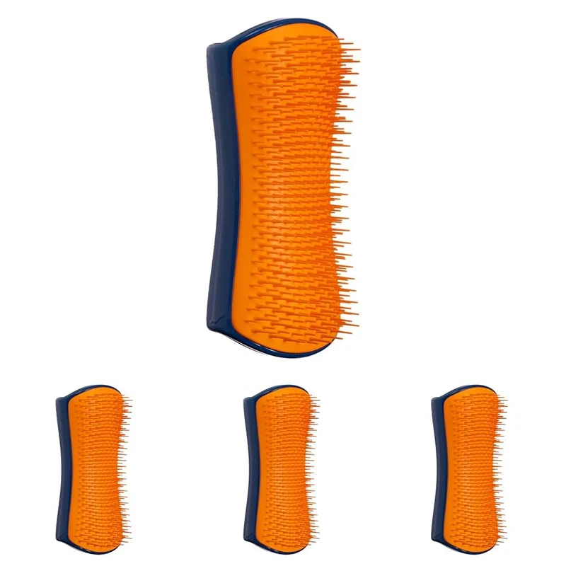 Tangle Teezer | Pet Teezer | Detangling and Dog Grooming Brush | Dry Brush or Dog Bath Brush | Navy & Orange (Pack of 4)
