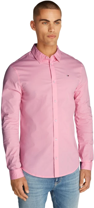 Tommy Jeans Men’s Slim Fit Original Stretch Shirt, Pink (Pink Sugar), XS