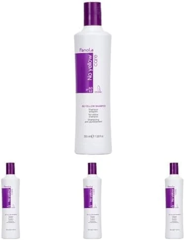 Fanola No Yellow Shampoo, Anti-Yellow Shampoo for Healthy and Vital Blonde Hair, Neutralizes Yellow Tones with Toning Action for Pre-Lightened, Highlighted and Grey Hair, 350 (Pack of 4)