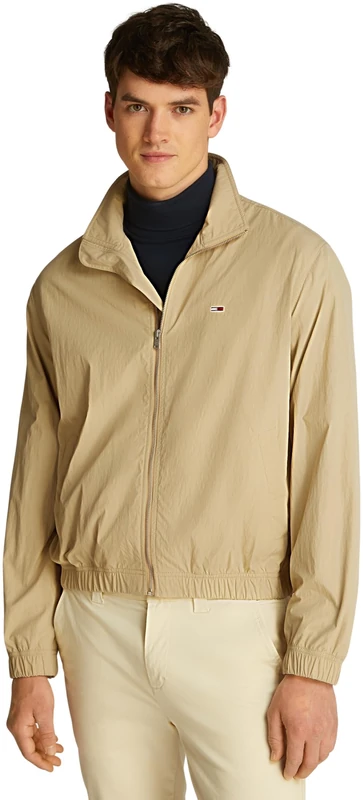 Tommy Jeans Men’s Essential Stand Collar Windbreaker, Beige (Relic Tan), XS