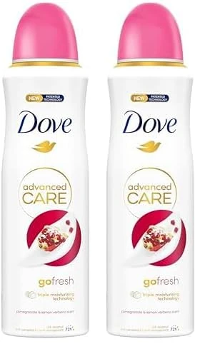 Dove Advanced Care Go Fresh Pomegranate & Lemon Verbena Anti-perspirant Deodorant with Triple Moisturising technology Spray for 72 hour protection and underarm care 200 ml (Pack of 2)