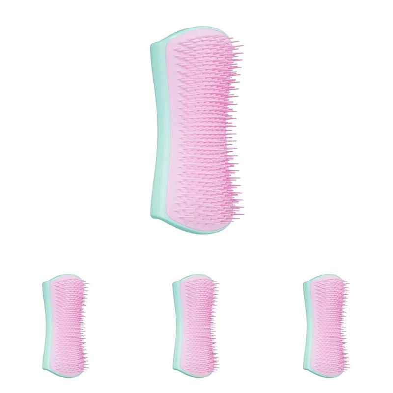 Tangle Teezer | Pet Teezer | De-Shedding and Dog Grooming Brush | Dry Brush or Dog Bath Brush | Mint & Pink (Pack of 4)