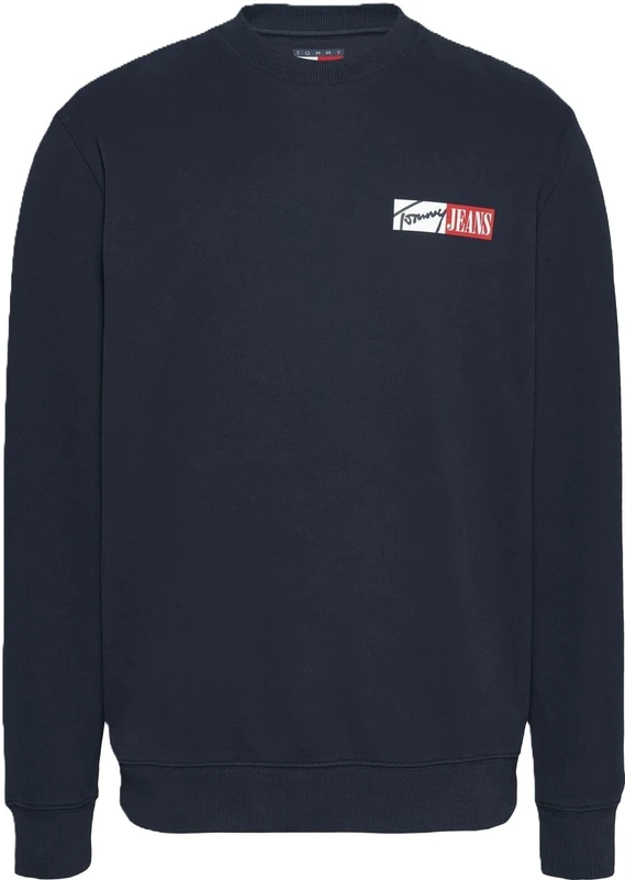 Tommy Jeans Men’s Entry Graphic Round Neck Sweatshirt, Blue (Dark Night Navy), S