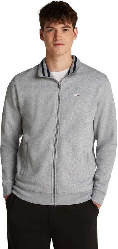 Tommy Jeans Men’s Regular Fit Zipped Fleece, Grey (Grey Htr), XXL