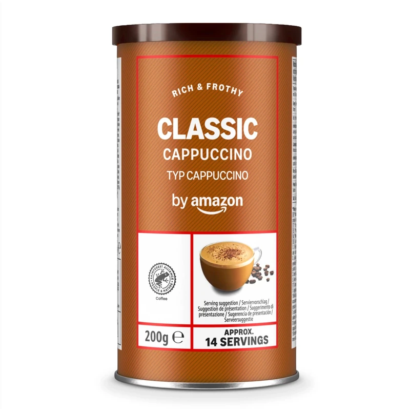 by Amazon Instant Cappuccino Classic, Dark Roast, 200g - Rainforest Alliance Certified