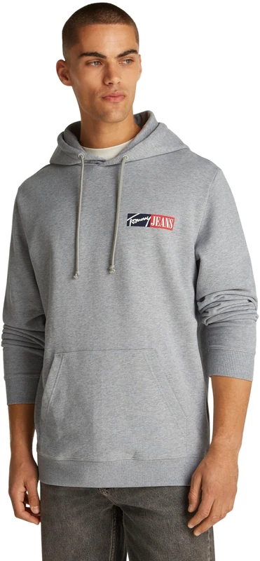 Tommy Jeans Men’s Entry Graphic Hoodie, Grey (Grey Htr), XXL