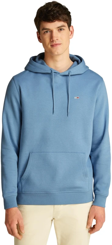 Tommy Jeans Men’s Regular Fit Flag Fleece Hoodie, Blue (Colorado Blue), XS