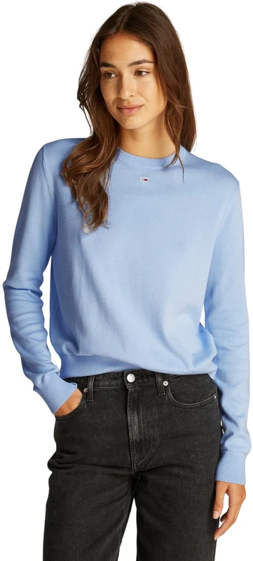 Tommy Jeans Women’s Essential Crew Cotton Jumper, Blue (Sweet Blue), L