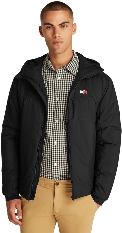 Tommy Jeans Men’s Water Repellent Poly Jacket, Black (Black), XS