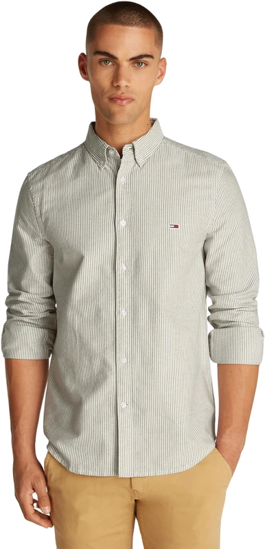 Tommy Jeans Men’s Slim Fit Stripe Oxford Shirt, Multicolor (Dark Night Navy Stripe), XXL