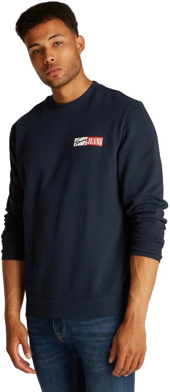Tommy Jeans Men’s Entry Graphic Round Neck Sweatshirt, Blue (Dark Night Navy), XS