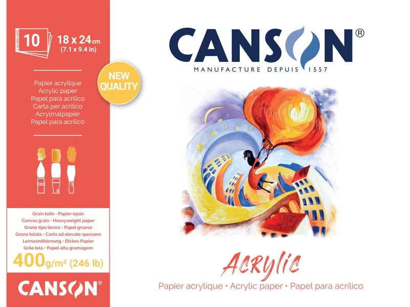 CANSON Acrylic, Acrylic Paper, Canvas Grain, 400gsm, Sheet, 18x24cm, Pistachio Green