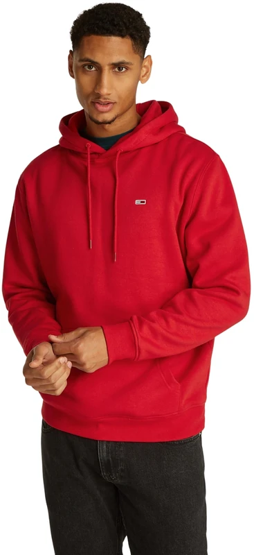 Tommy Jeans Men’s Regular Fit Flag Fleece Hoodie, Red (Red Hot), XS