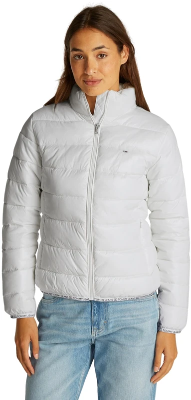Tommy Jeans Women’s Essential Tape High Shine Puffer Jacket, White (Ecru), XL