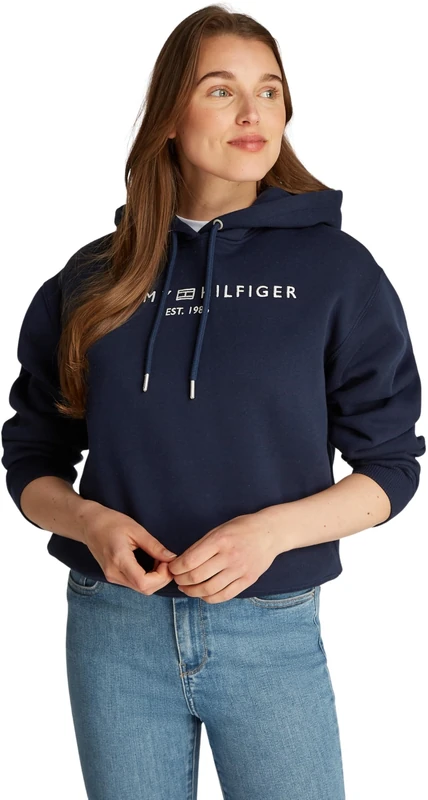 Tommy Hilfiger Women’s Logo Hoodie, Blue (Dark Night Navy), 3XL