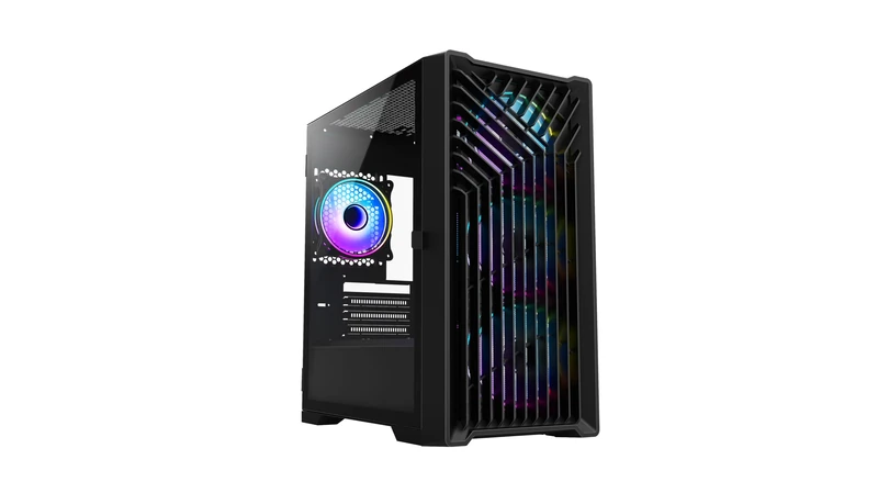 Vida Cyclone Black ARGB Gaming Case w/Glass Window, Micro ATX, 4x ARGB Fans, Grill/Mesh Front