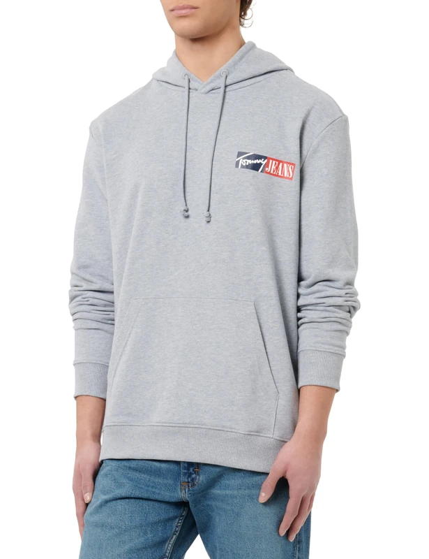 Tommy Jeans Men’s Entry Graphic Hoodie, Grey (Grey Htr), XL