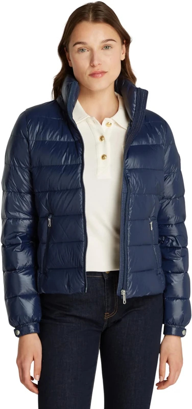 Tommy Hilfiger Women's Feminine Gloss Lightweight Down Jacket, Blue (Dark Night Navy), XL