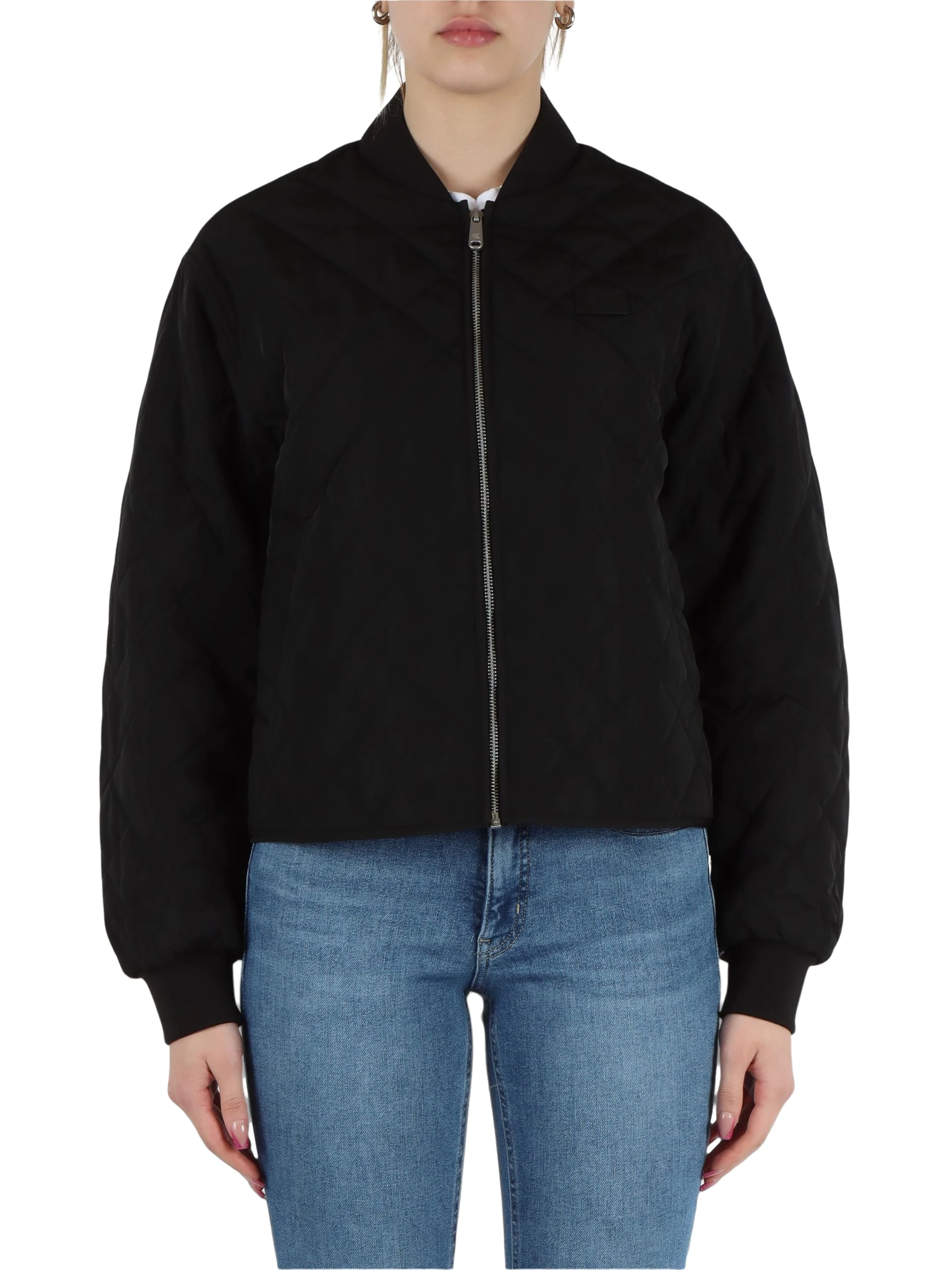 Calvin Klein Women’s Lightweight Quilted Bomber Jacket, Black (Ck Black), XS