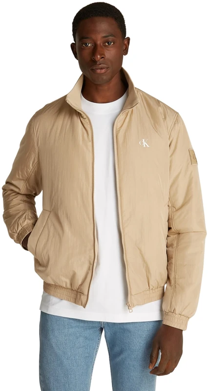 Calvin Klein Men's Warm Padded Harrington Jacket, Beige (Travertine), XXL